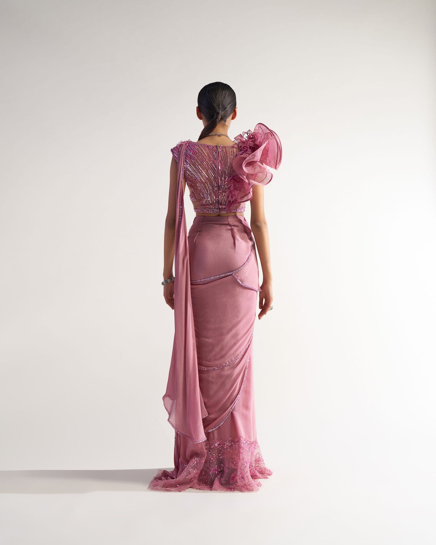 Onion Pink Drape Saree