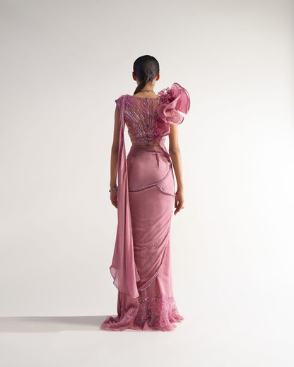 Onion Pink Drape Saree